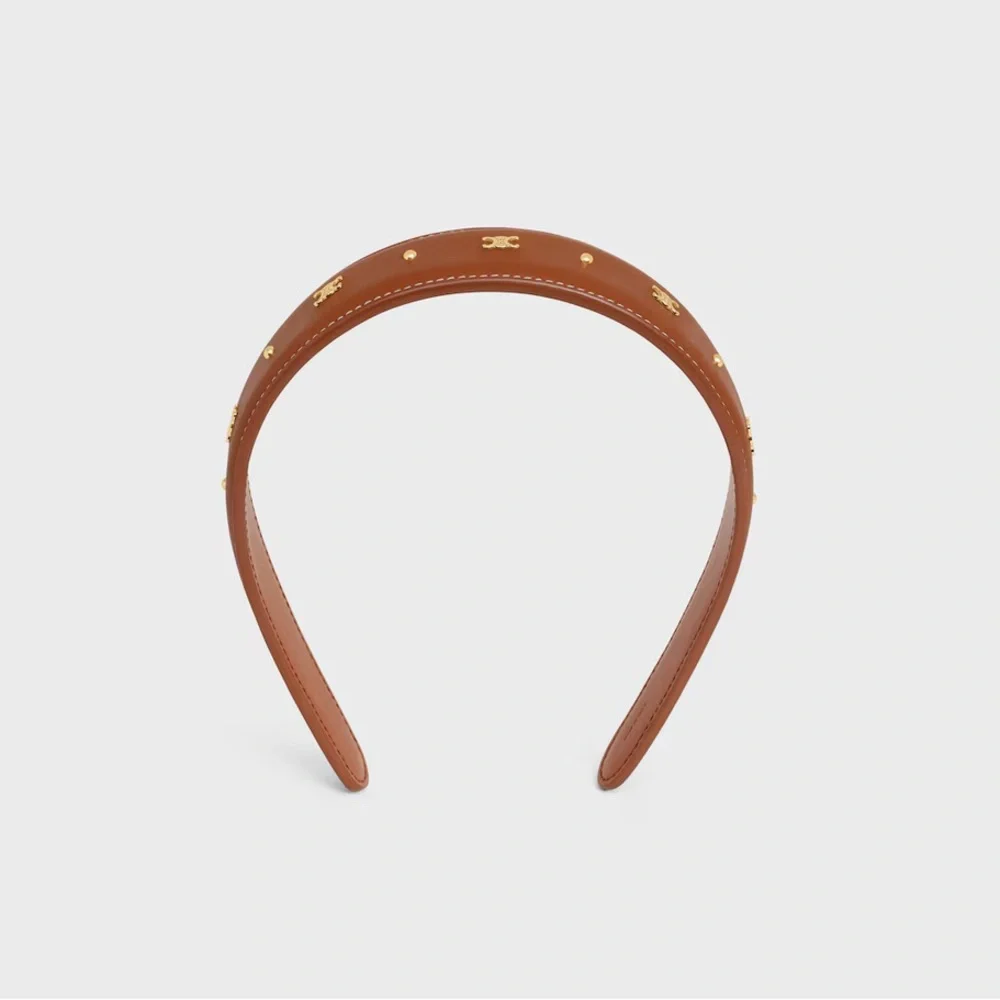 CELINE HEADBAND IN CALFSKIN AND BRASS WITH GOLD FINISH - Picture 1 of 3